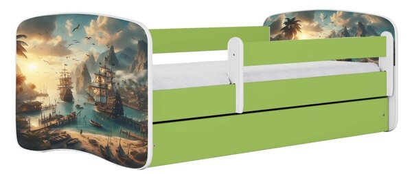 Kocot kids Dětská postel Babydreams loď zelená, varianta 70x140, bez šuplíků, bez matrace