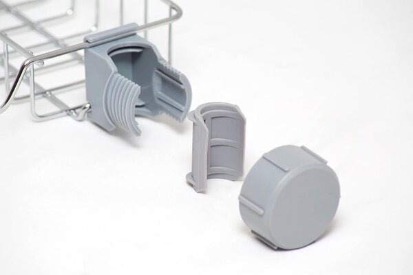 Polička do sprchy pro kulaté sprchové tyče, chromovaná ocel, snadná montáž, průměr 1,8–2,8 cm