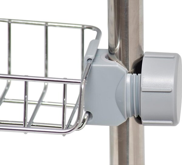 Polička do sprchy pro kulaté sprchové tyče, chromovaná ocel, snadná montáž, průměr 1,8–2,8 cm