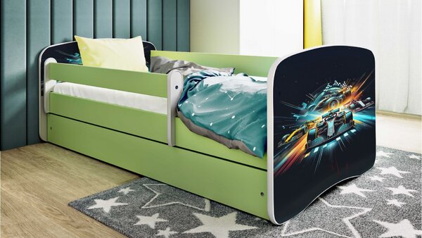 Kocot kids Dětská postel Babydreams race zelená, varianta 70x140, bez šuplíků, bez matrace