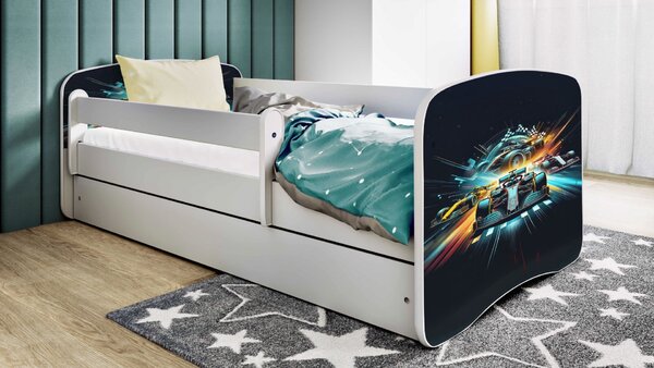 Kocot kids Dětská postel Babydreams race bílá, varianta 70x140, bez šuplíků, bez matrace