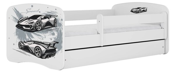 Kocot kids Dětská postel Babydreams závodní auto bílá, varianta 70x140, bez šuplíků, bez matrace