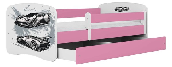 Kocot kids Dětská postel Babydreams závodní auto růžová, varianta 70x140, bez šuplíků, bez matrace