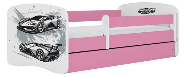 Kocot kids Dětská postel Babydreams závodní auto růžová, varianta 70x140, bez šuplíků, bez matrace