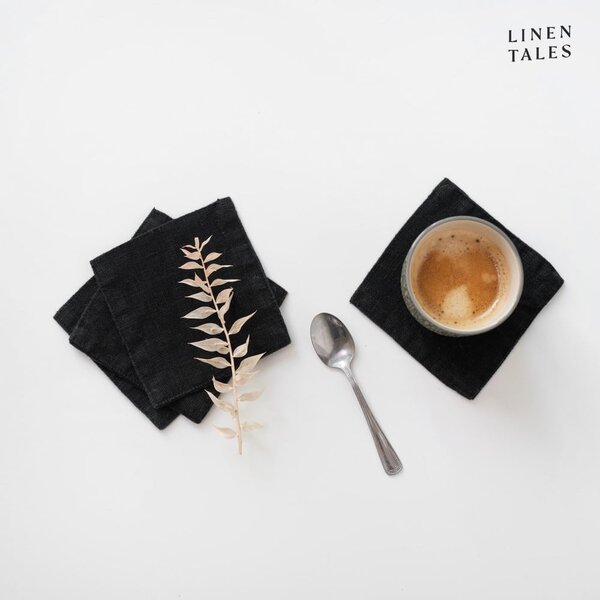 Černé látkové podtácky v sadě 4 ks – Linen Tales