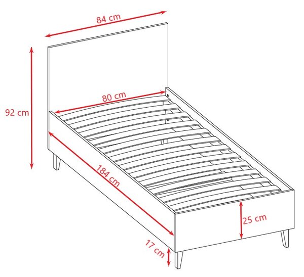 Kocot kids Dětská postel Kubi 180x80 kašmír, varianta 80x180, bez šuplíků, bez matrace