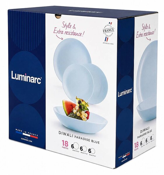 Luminarc Diwali Paradise Blue jídelní souprava 18 ks