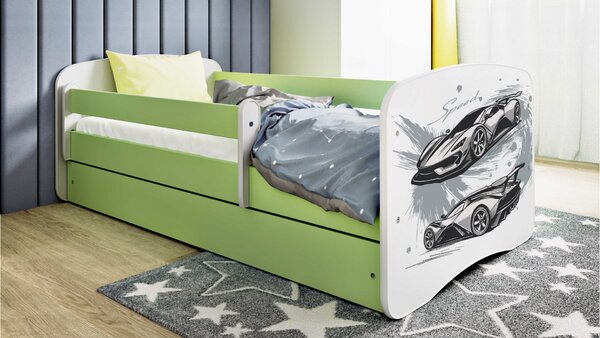 Kocot kids Dětská postel Babydreams závodní auto zelená, varianta 70x140, bez šuplíků, bez matrace