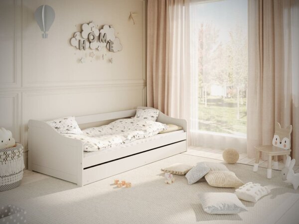 Kocot kids Dětská postel Blanka 200x90 cm bez matrace s výsuvnou přistýlkou bílá