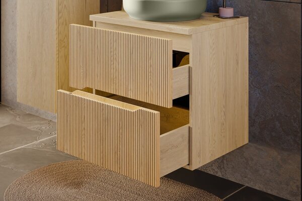 Comad Závěsná skříňka pod umyvadlo Nordic s deskou 60 cm dub cremona