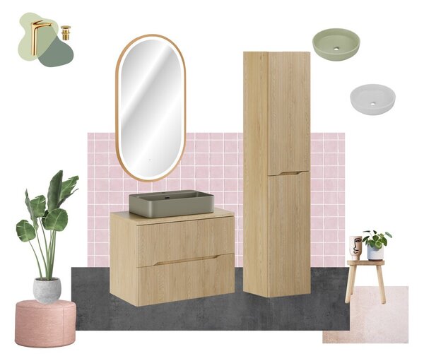 Comad Závěsná skříňka pod umyvadlo Nordic s deskou 60 cm dub cremona