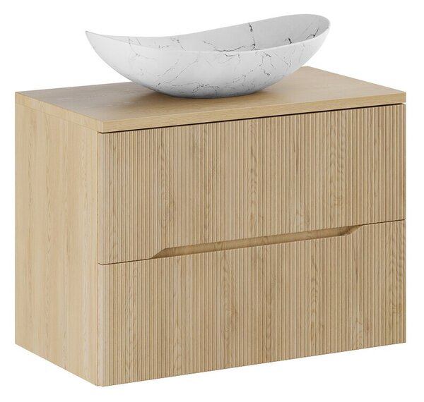 Comad Závěsná skříňka Nordic Lena s deskou a umyvadlem 80 cm dub cremona