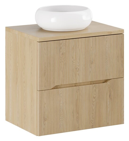 Comad Závěsná skříňka Nordic Wiki s deskou a umyvadlem 60 cm dub cremona