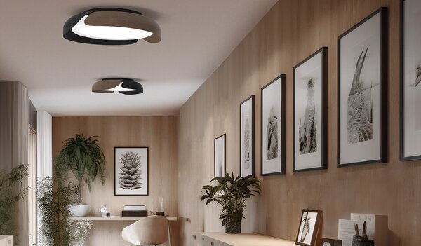 Sikrea Stropní LED svítidlo KENDO, Ø 45 cm Barva: černá - imitace dřeva, Ovládání, řízení: ON/OFF (bez stmívání)