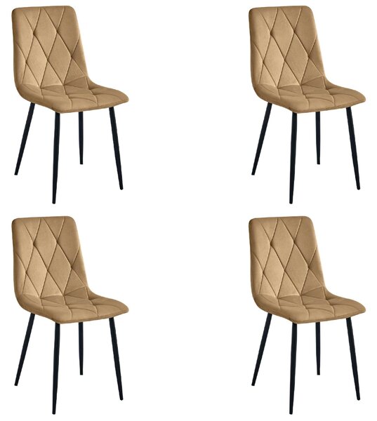 Židle – Leobert – Libra – hnědý samet/černé nohy – 44 × 54,5 × 87 cm – sada 4 kusů