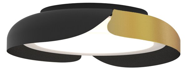 Sikrea Stropní LED svítidlo KENDO, Ø 45 cm Barva: černá - imitace dřeva, Ovládání, řízení: ON/OFF (bez stmívání)