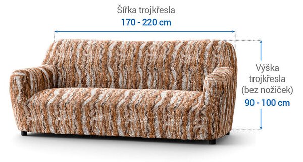 Bielastické potahy OCEANO NOVÉ cihlové trojkřeslo (š. 170 - 220 cm)
