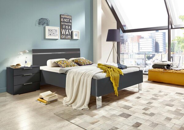 Záhlaví LEVEL BEDS B pro š. 180cm, grafit/chrom