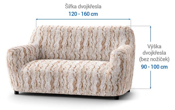 Bielastické potahy OCEANO NOVÉ béžové dvojkřeslo (š. 120 - 160 cm)