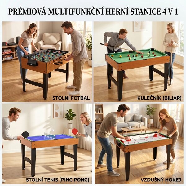 Stolní hokej / fotbal / kulečník / tenis, 107 x 61 x 84,5 cm A70-061V01MX
