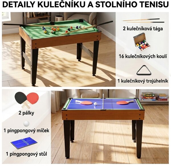 Stolní hokej / fotbal / kulečník / tenis, 107 x 61 x 84,5 cm A70-061V01MX