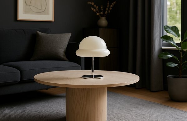 Jotex Bílá skleněná stolní lampa BUBBA