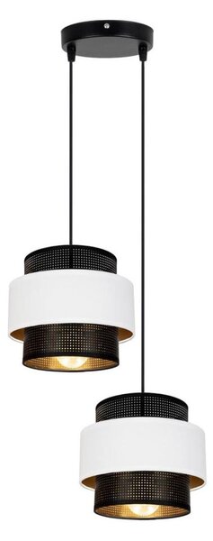 Lustr na lanku NESS 2xE27/60W/230V pr. 30 cm černá/bílá