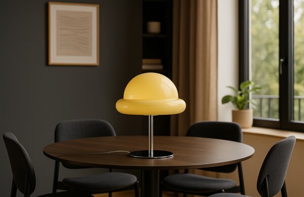 Jotex Světle žlutá skleněná stolní lampa BUBBA