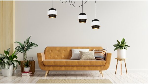 Lustr na lanku NESS 3xE27/60W/230V pavouk černá/bílá
