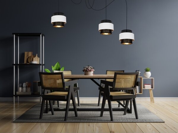 Lustr na lanku NESS 3xE27/60W/230V pavouk černá/bílá
