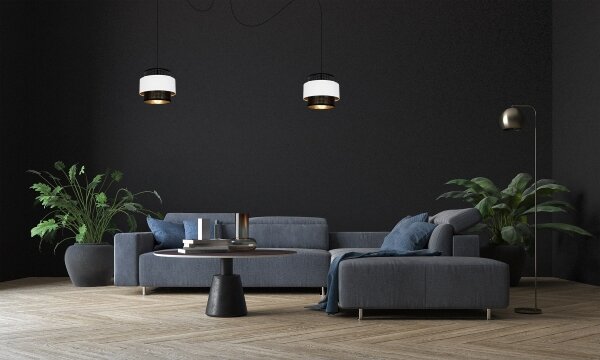Lustr na lanku NESS 2xE27/60W/230V pavouk černá/bílá