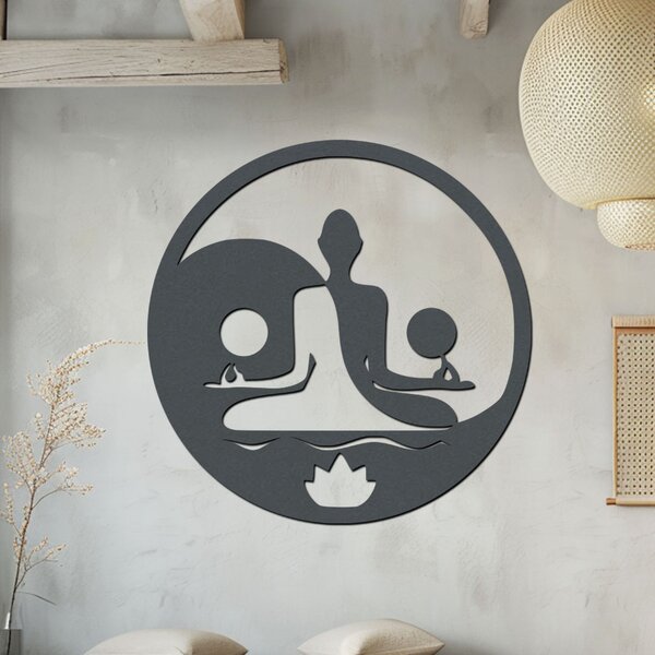 Dřevěná dekorace na zeď YING YANG YOGA Zvolte barvu dekoru: Ořech | Rozměry Ø (cm): 20