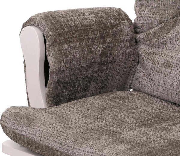 Relaxační křeslo HWC-C76, houpací křeslo s podnožkou, potah: tkanina chenille (465 g/m²), barva: světle šedá, konstrukce: bílá