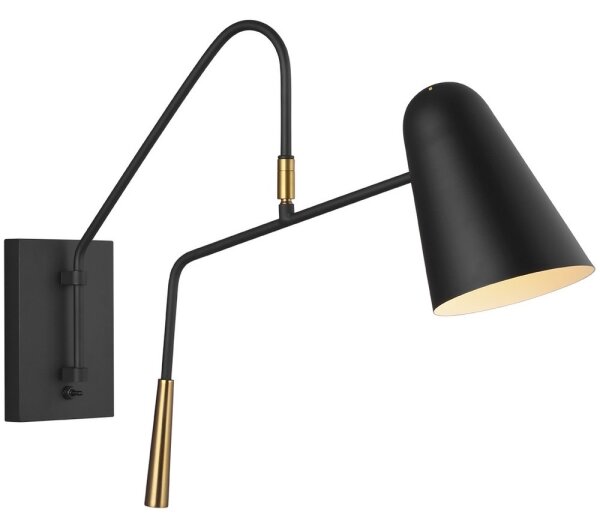 Feiss FE-SIMON1 - Nástěnná lampa SIMON 1xE27/60W/230V černá/zlatá