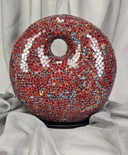 Stolní lampa ART DONAT vínová, 36 cm,ruční práce