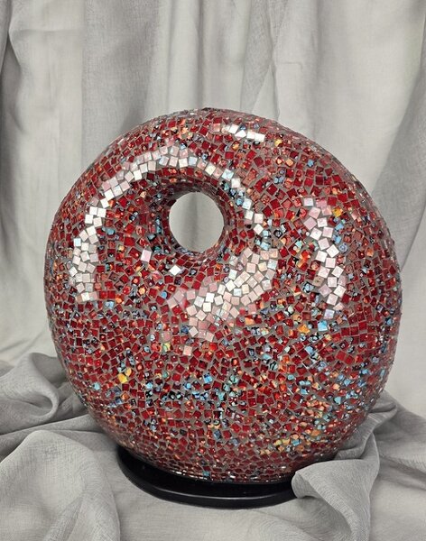 Stolní lampa ART DONAT vínová, 36 cm,ruční práce