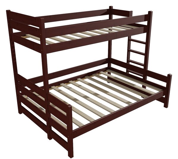 Vomaks Patrová postel s rozšířeným spodním lůžkem PPS 003 Rozměr: 80/140 x 180 cm, Umístění žebříku: vpravo, Povrchová úprava: moření ořech