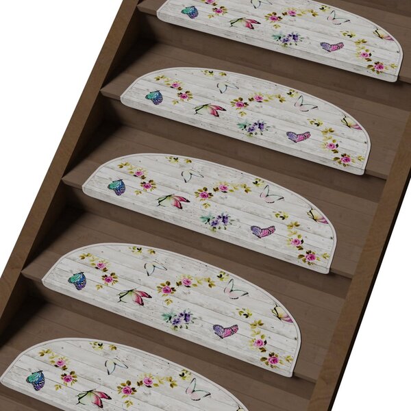Krémové nášlapy na schody v sadě 16 ks 20x65 cm Butterfly Life – Vitaus