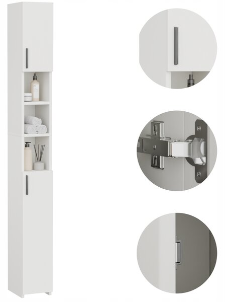 Koupelnová skříňka ComfortCove stojící bílá matná laminovaná deska 8 polic