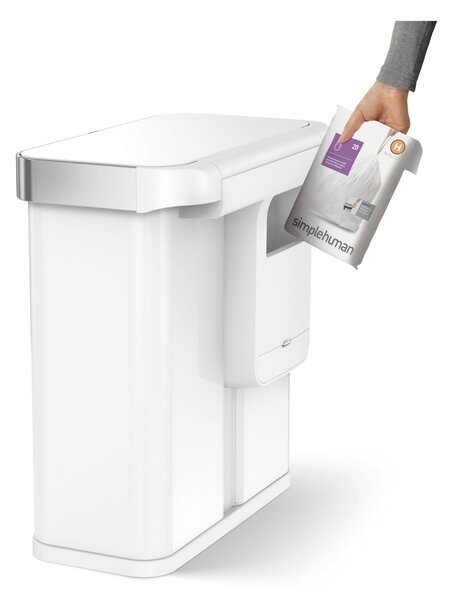 Simplehuman bezdotykový odpadkový koš DUAL SENSOR, 58 L (34/24), hlasové ovládání, bílý