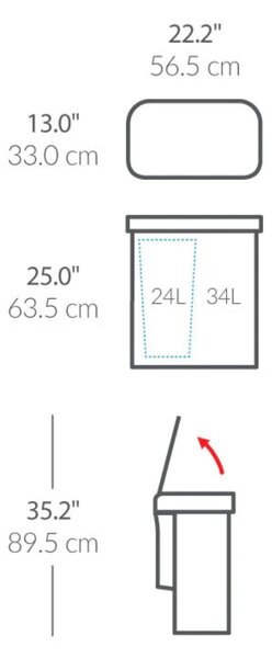Simplehuman bezdotykový odpadkový koš DUAL SENSOR, 58 L (34/24), hlasové ovládání, bílý