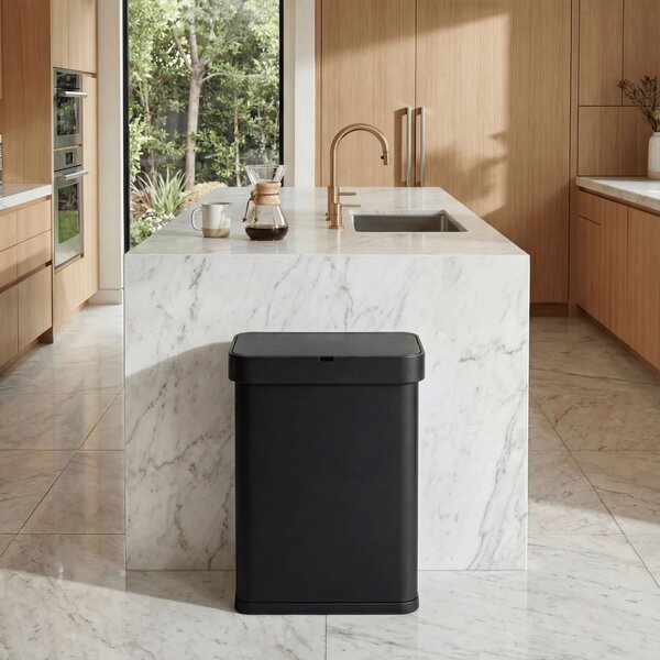 Simplehuman bezdotykový odpadkový koš SENSOR, hlasové ovládání, 58 L, černá ocel
