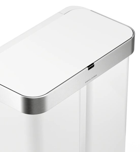 Simplehuman bezdotykový odpadkový koš DUAL SENSOR, 58 L (34/24), hlasové ovládání, bílý