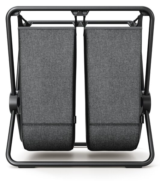 Koš na prádlo Simplehuman skládací, dvojitý, černá ocel, šedý polyester