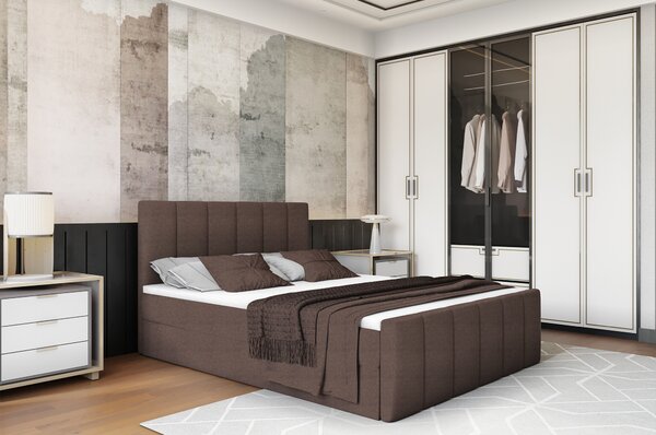 KONDELA Boxspringová postel, 160x200, hnědá, STAR