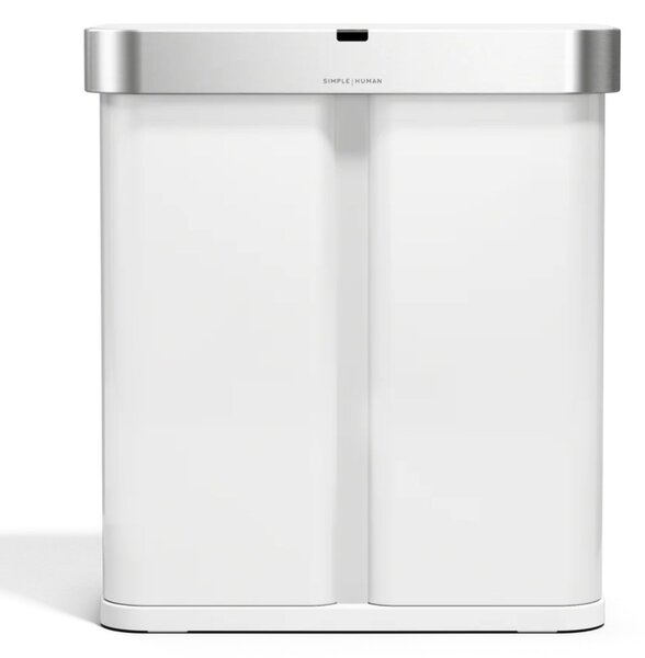 Simplehuman bezdotykový odpadkový koš DUAL SENSOR, 58 L (34/24), hlasové ovládání, bílý