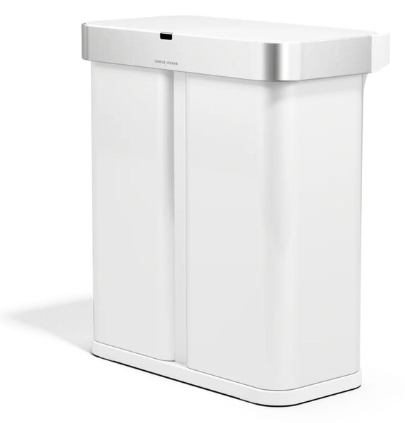 Simplehuman bezdotykový odpadkový koš DUAL SENSOR, 58 L (34/24), hlasové ovládání, bílý