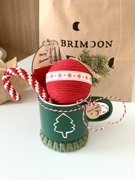 BRIMOON Sada vánoční hrníček s červenými dekoracemi