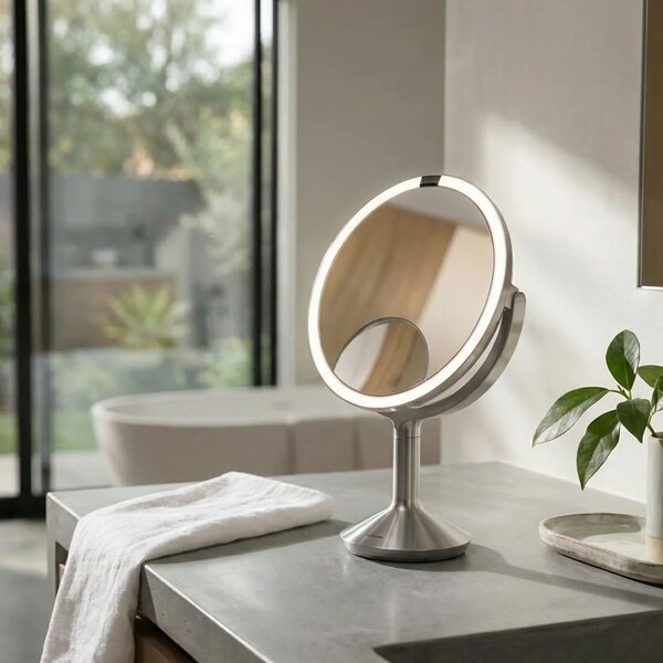 Kosmetické zrcátko Simplehuman Sensor TRIO MAX, DUAL LED osvětlení, 1x/5x/10, síťové