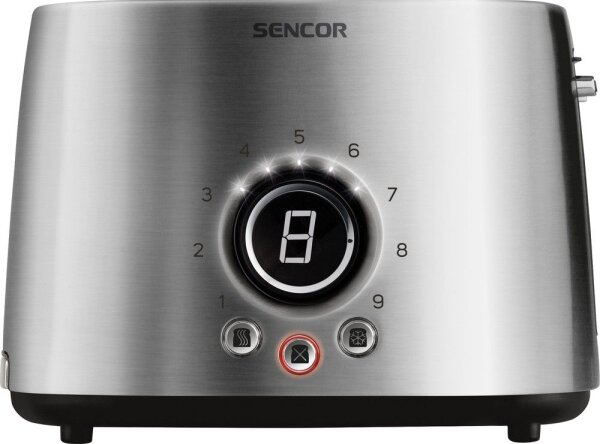 Sencor - Topinkovač s dvěma otvory a rozpékačem 1000W/230V stříbrná